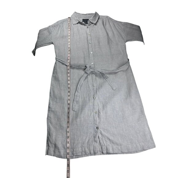 Tahari Womens 100% Linen Shirt Dress Women's Small Gray With Tie Waist - Picture 4 of 9